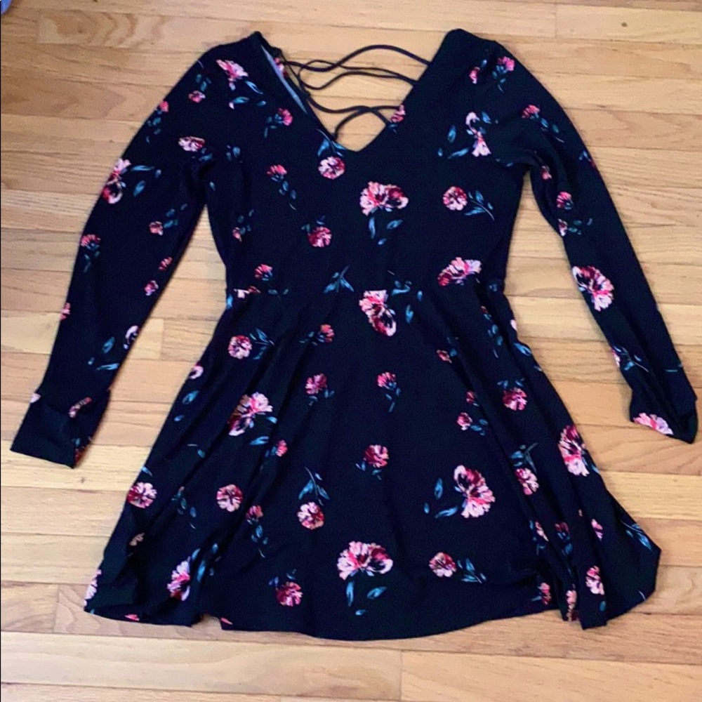 Aeropostale Black Dress with Lace-Up Back Size XL